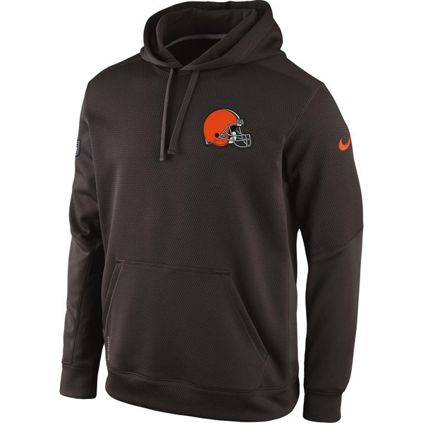 Men Cleveland Browns Historic Logo Nike KO Chain Fleece Pullover Performance Hoodie  Brown->green bay packers->NFL Jersey